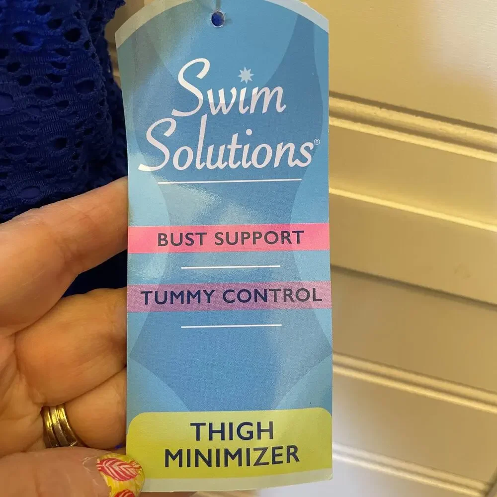 NWT Swim Solutions Tummy Control Bust Support Twist Front Crochet Swimdress - Picture 13 of 15